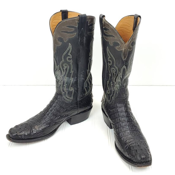 Lucchese  10D Custom Hornback Caiman Burnished Mad Dog Goat Shaft Cowboy Boots - Picture 6 of 13